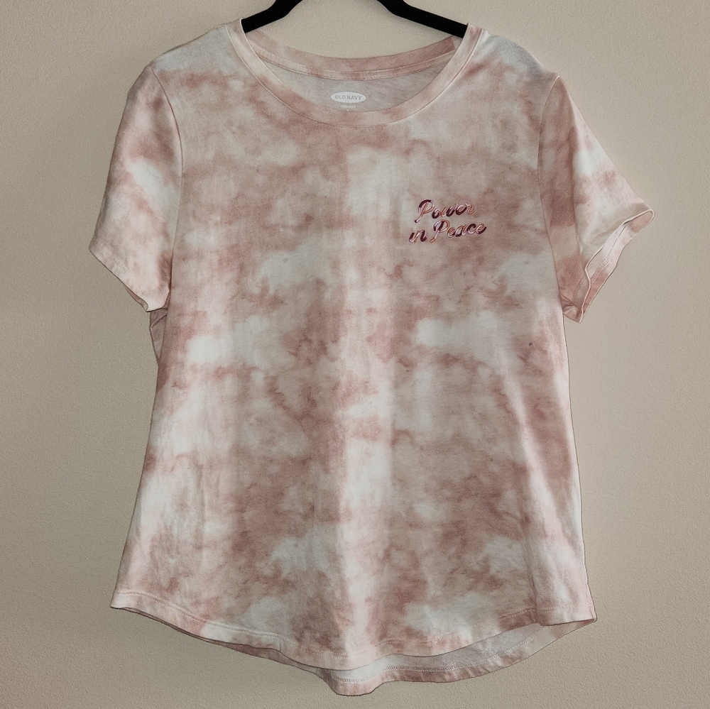 Old Navy Women's Power In Peace Tie Dye Short Sleeve Shirt
